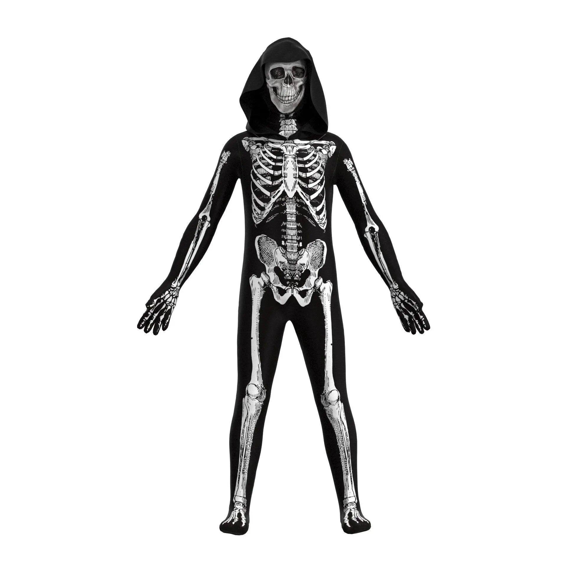 Kids Horror Skull Zentai Jumpsuit Halloween Carnival Cosplay Costumes - Pajamasbuy