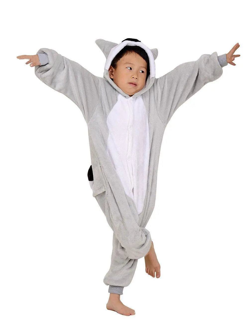 Kids Long Tail Lemur Kigurumi Pajamas Onesies Costume - Pajamasbuy