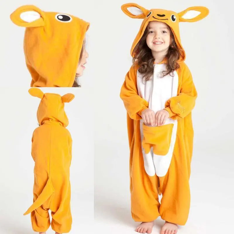 Kids Onesies Hoodie Kangaroo Animal Pajamas Kigurumi Costume - Pajamasbuy