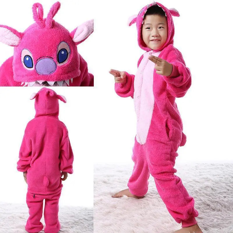 Kids Onesies Hoodie Stitch Animal Pajamas Kigurumi Costume - Pajamasbuy