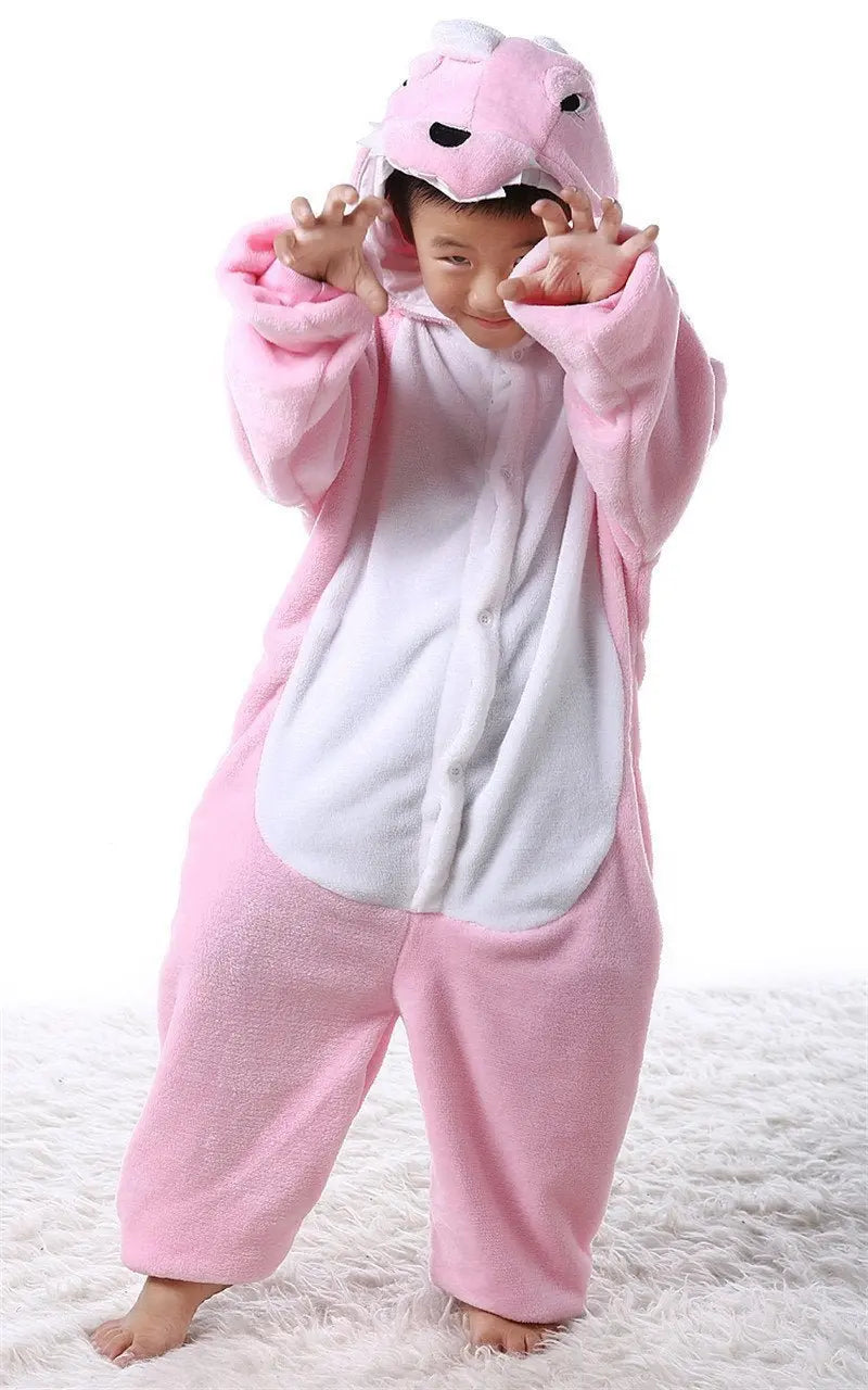 Kids Onesies Pink Dinosaur Animal Pajamas Kigurumi Costume - Pajamasbuy