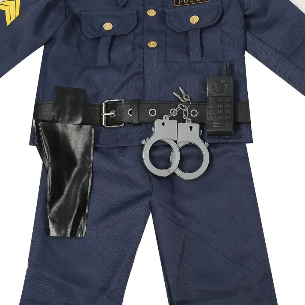 Kids Police Cop Costume for Boys Police Office Costume Halloween Cosplay Party - Pajamasbuy