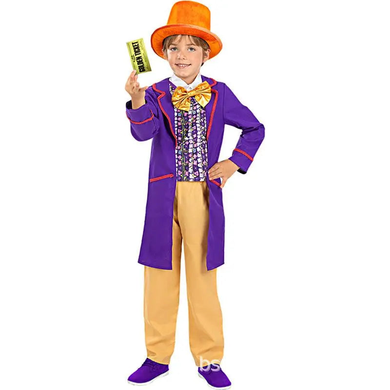 Kids Willy Wonka Charlie and the Chocolate Factory Johnny Depp Cosplay Suit Costume Set - Pajamasbuy