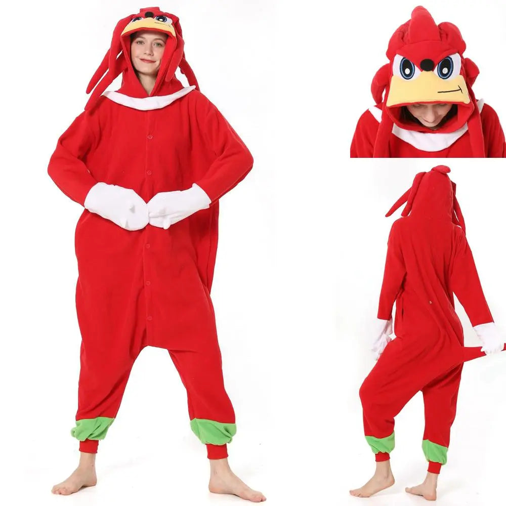 Knuckles the Echidna Sonic the Hedgehog kigurumi onesies anime pajamas Costume| PajmasBuy