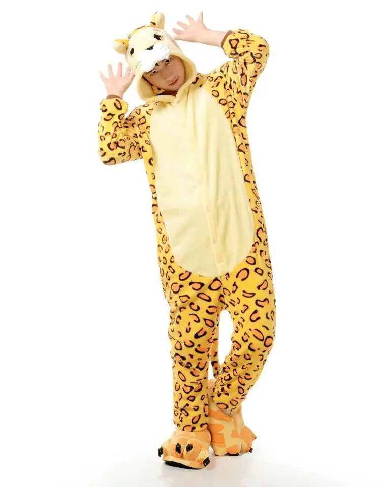 Leopard Tiger Adult Animal Kigurumi Onesies Pajama Costumes - Pajamasbuy