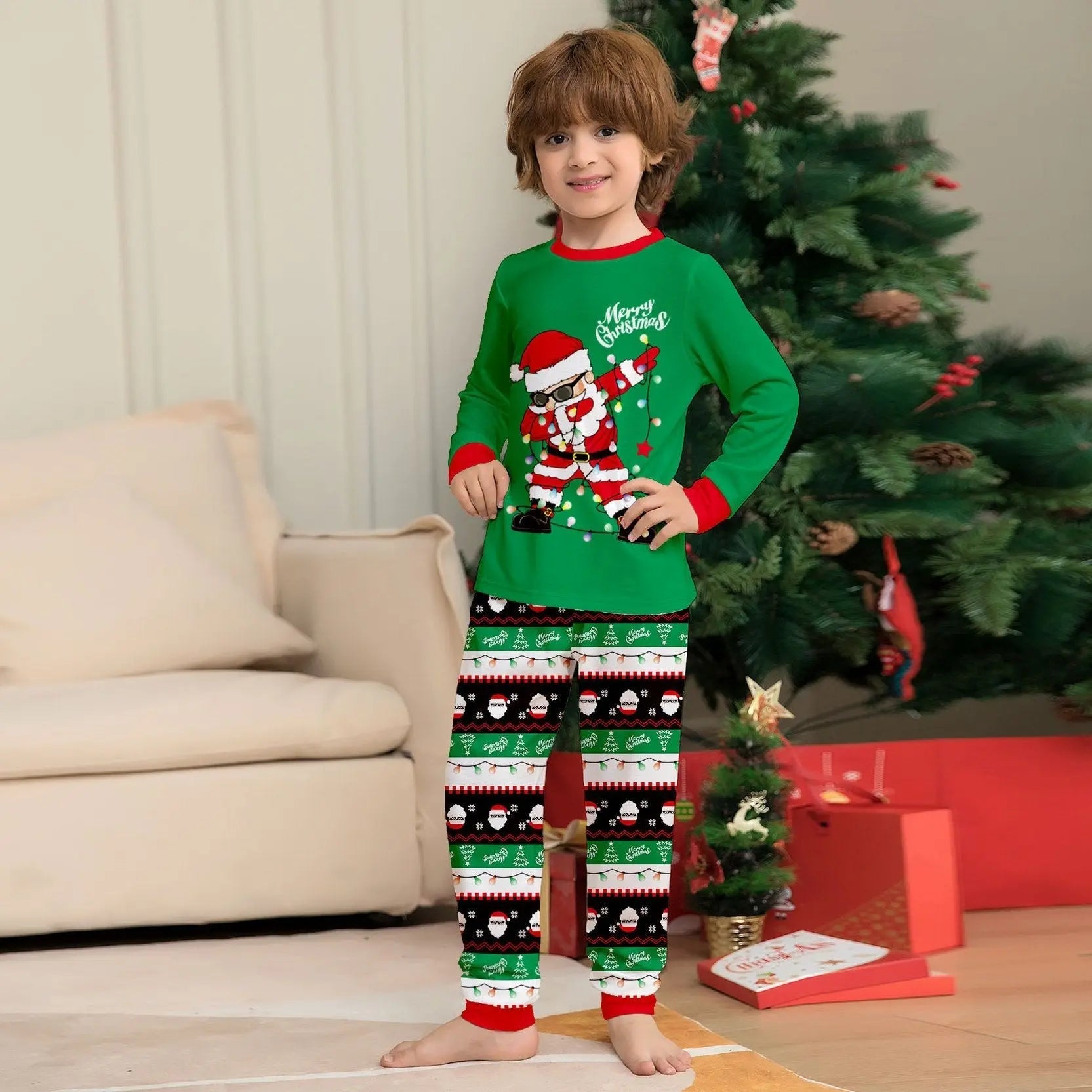 Matching Family Pajamas Christmas Pajamas Santa Claus Print Adults Kids Babies Costume-Pajamasbuy