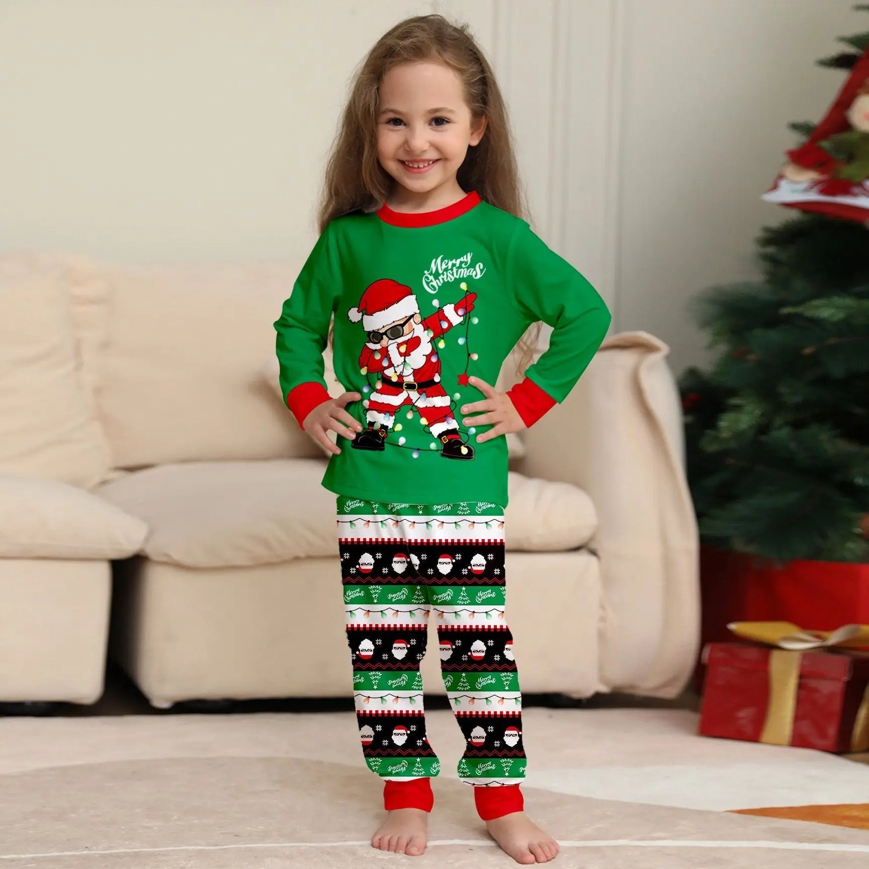 Matching Family Pajamas Christmas Pajamas Santa Claus Print Adults Kids Babies Costume-Pajamasbuy