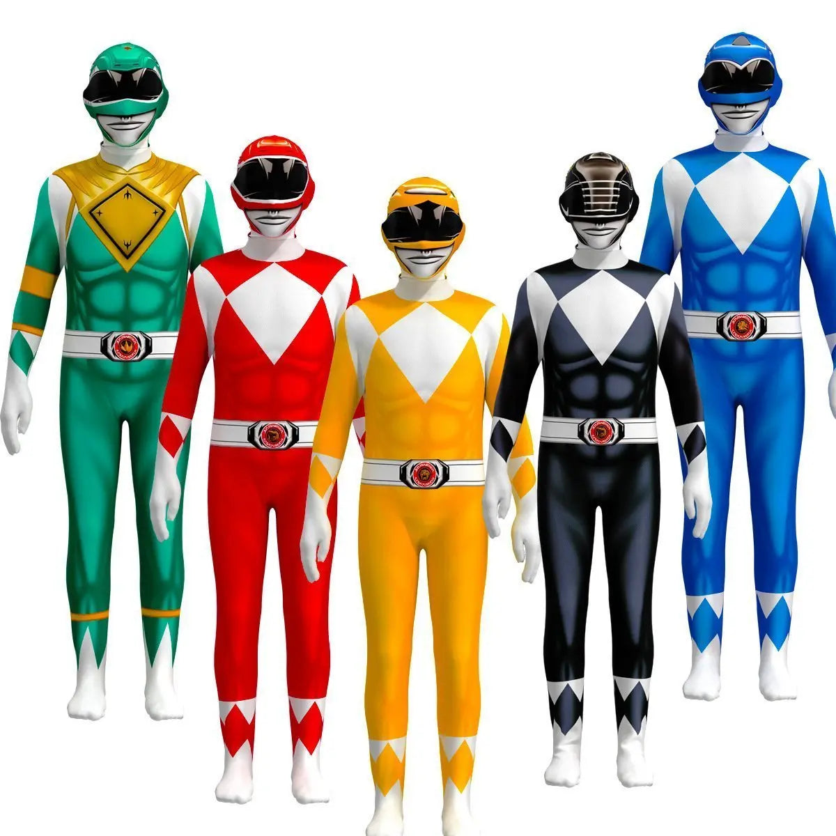 Mighty Morphin Power Rangers Costume Kids Superhero Bodysuit Halloween jumpsuits onesies - Pajamasbuy