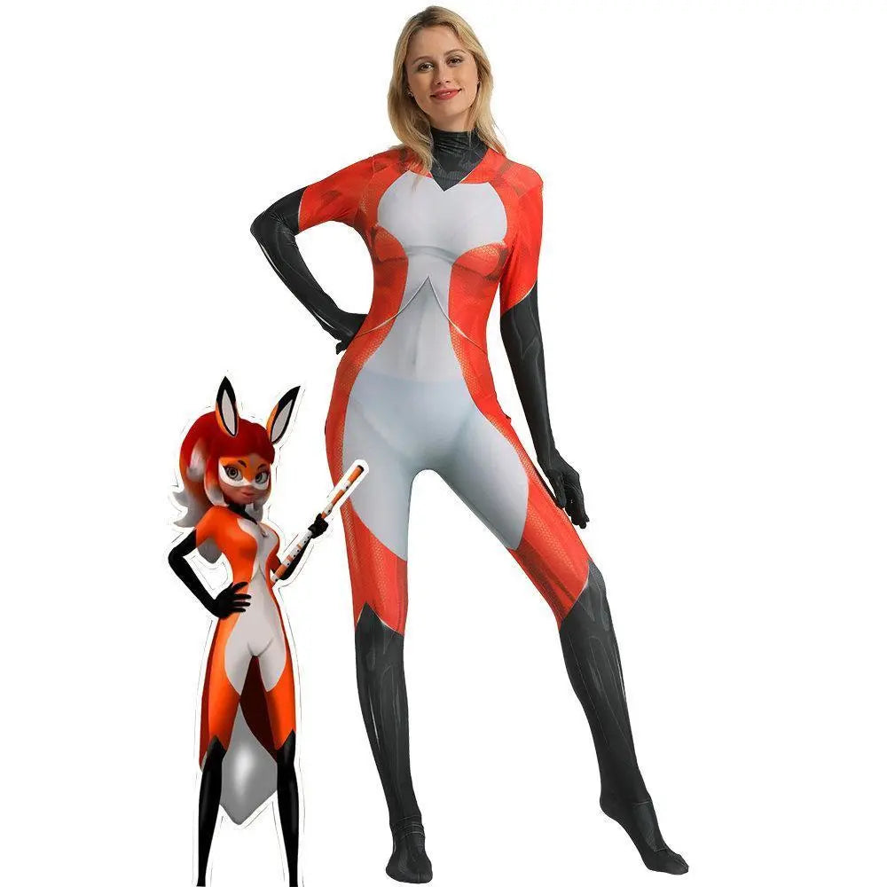 Miraculous Ladybug Rena Rouge Fox Halloween Cosplay Costume Zentai Bodysuit - Pajamasbuy