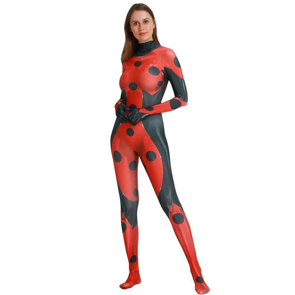 MrBug Female Halloween Cosplay Miraculous Ladybug Costume Zentai Bodysuit - Pajamasbuy