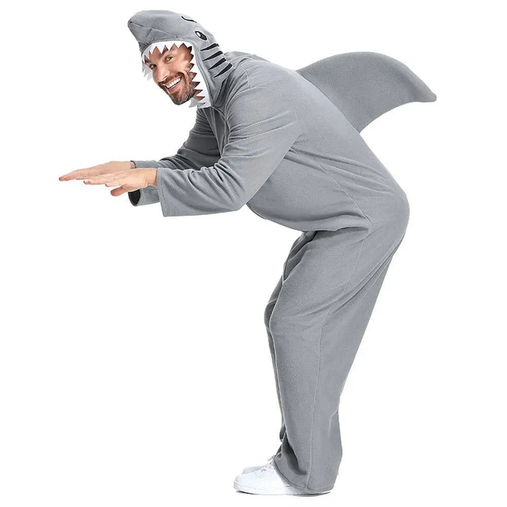 Ocean Great White Shark Animal Adult Jumpsuit Cosplay Costume Carnival - Pajamasbuy