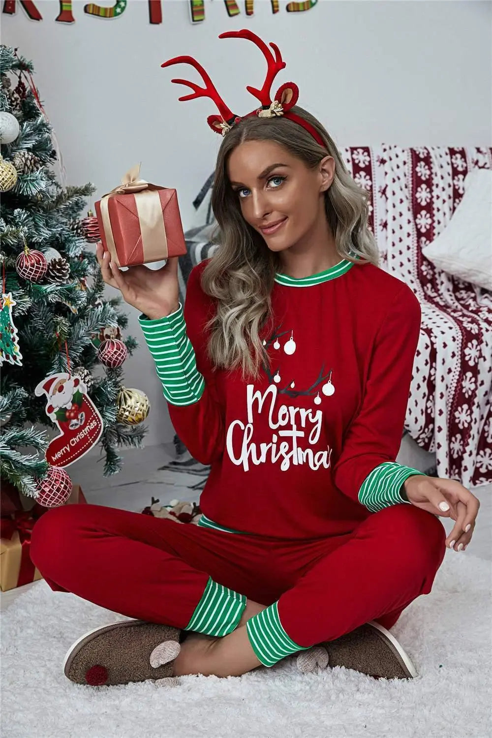 Plus Size Women Christmas Pyjamas Pajamas Set Ladies Xmas Festive Nightwear Pajamas - Pajamasbuy