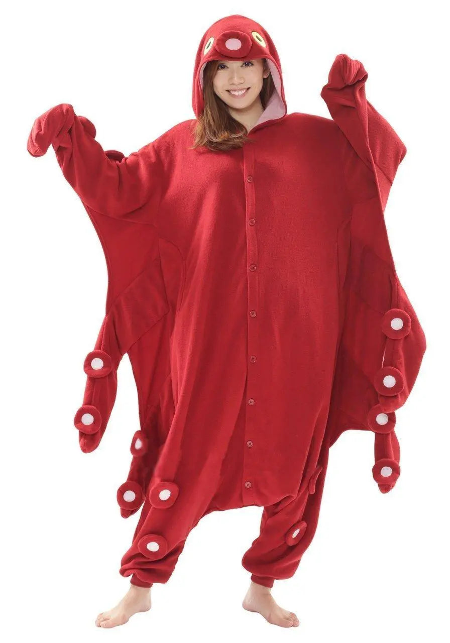 Red Octopus Animal Kigurumi Onesies Pajamas Costume - Pajamasbuy