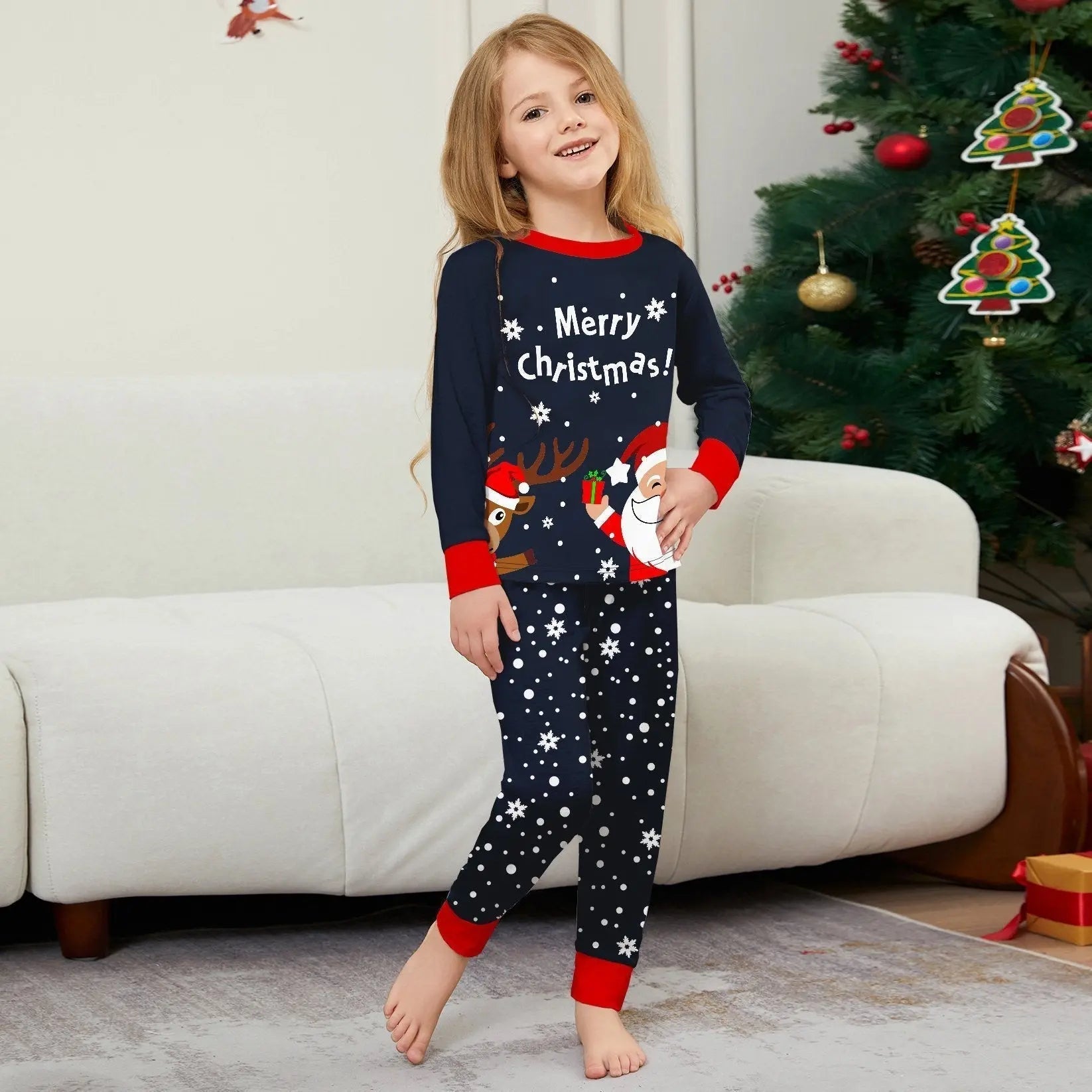 Santa Claus deer printed Christmas Family Matching Pajamas Party Sets - Pajamasbuy