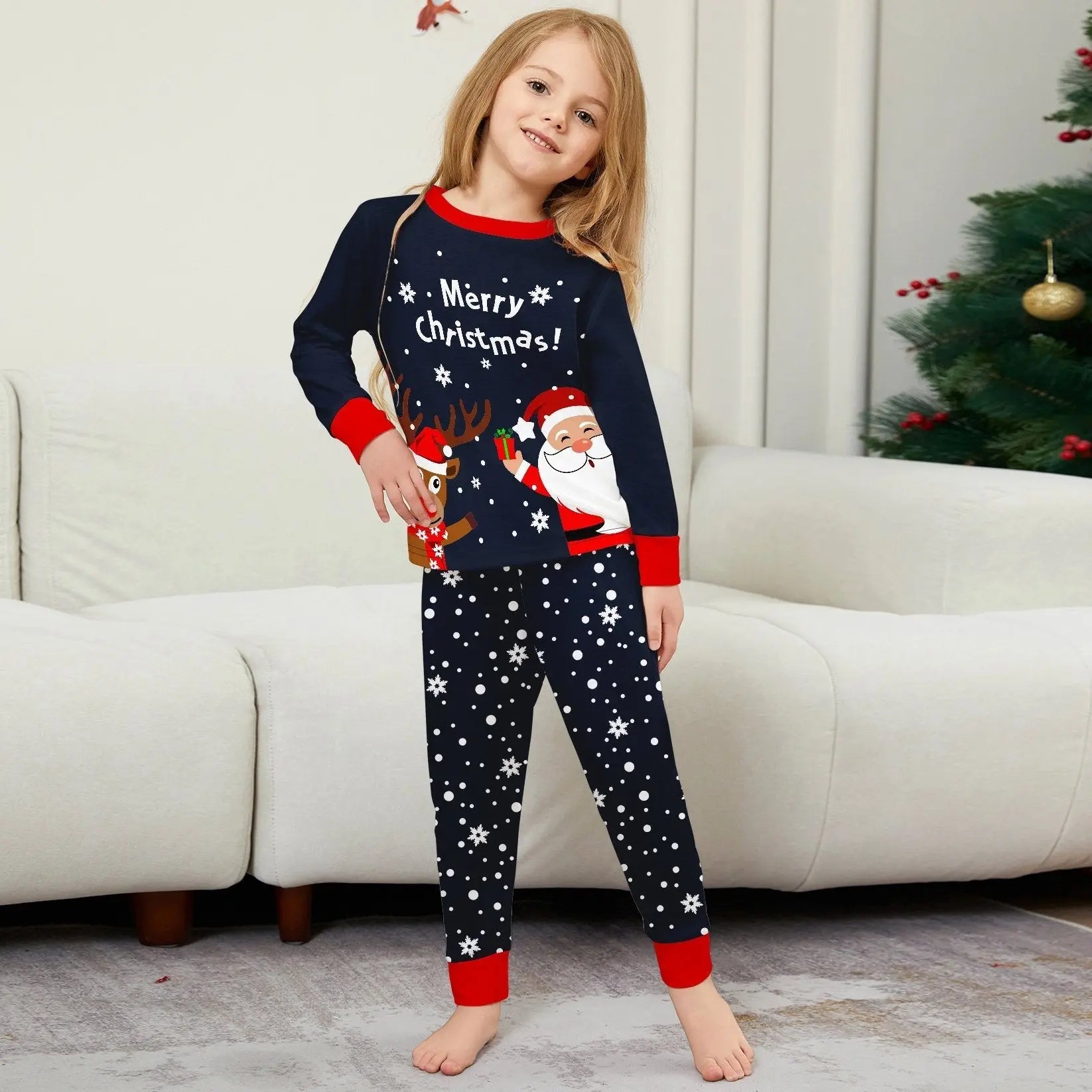 Santa Claus deer printed Christmas Family Matching Pajamas Party Sets - Pajamasbuy