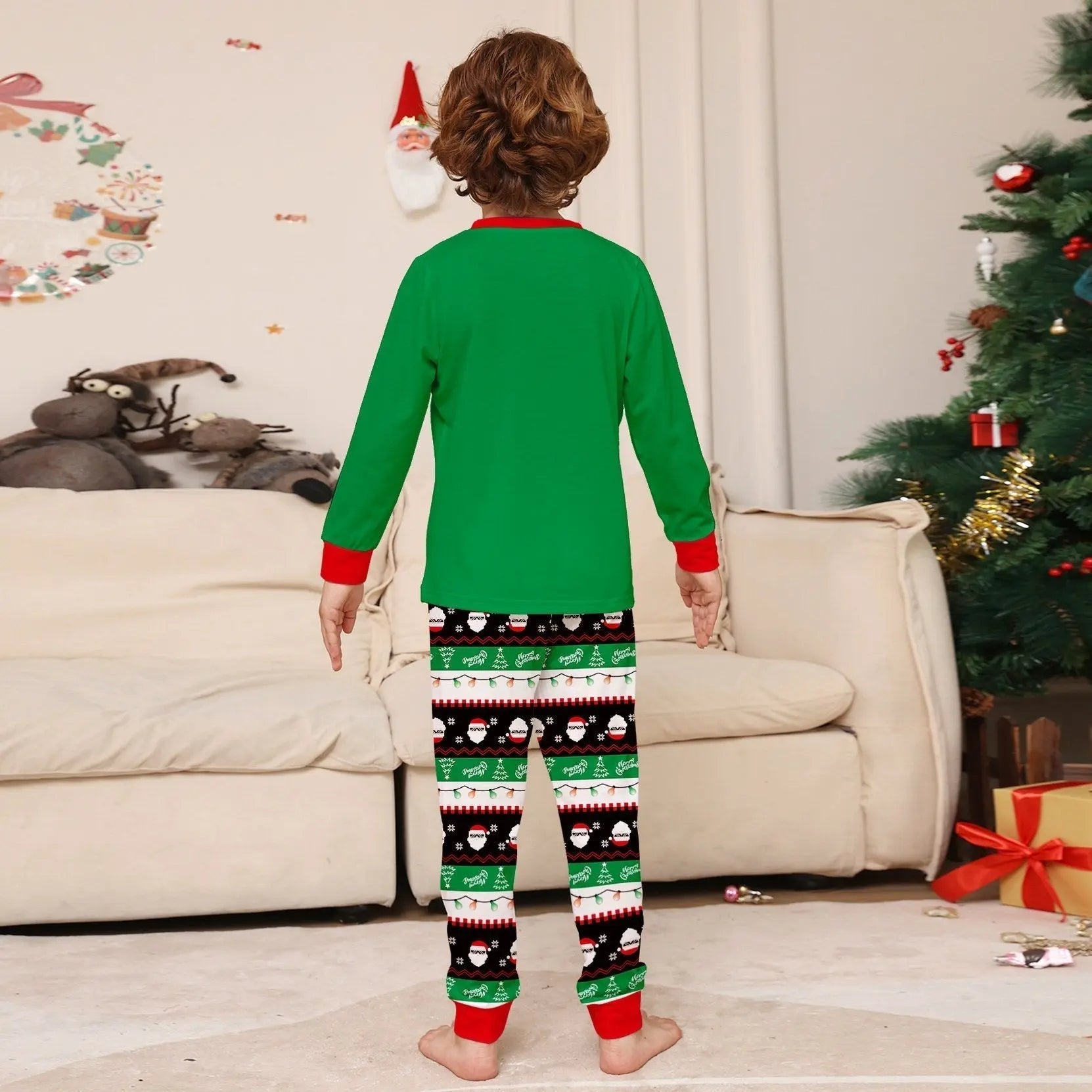 Santa Light Print Christmas Family Couples Matching Pajamas Party Sets - Pajamasbuy