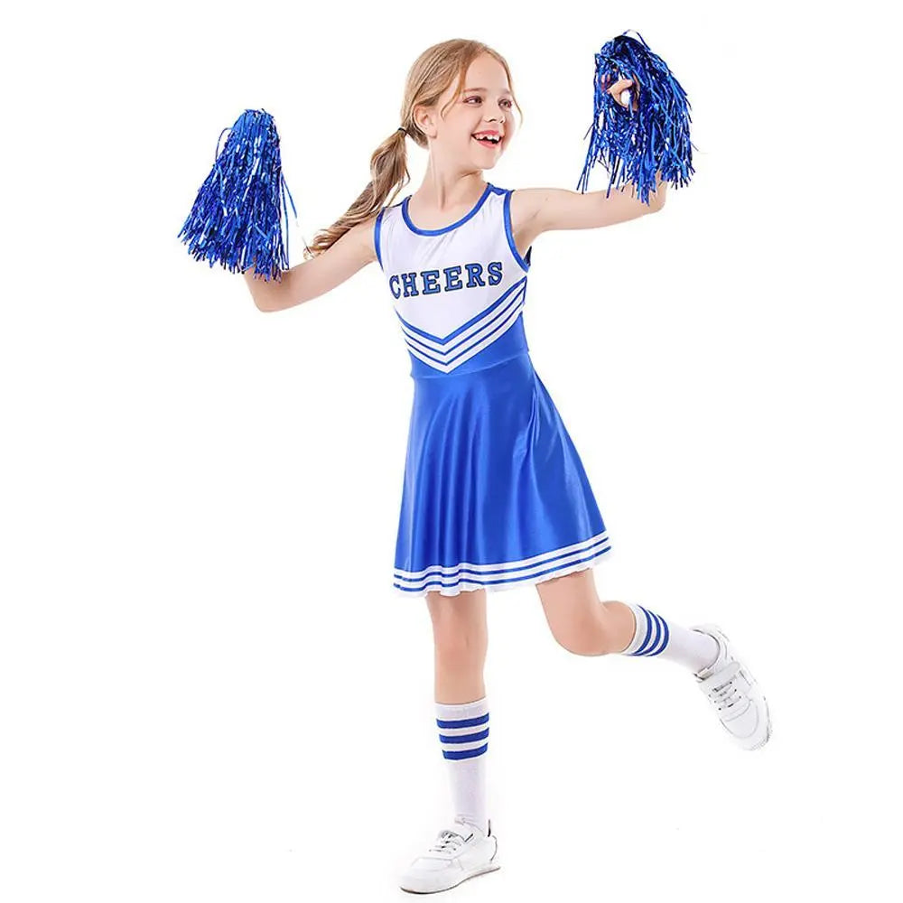 School Cheerleading Uniform Costume Cheerleader Party Dress Halloween Outfit Dress Up For Girls - Pajamasbuy