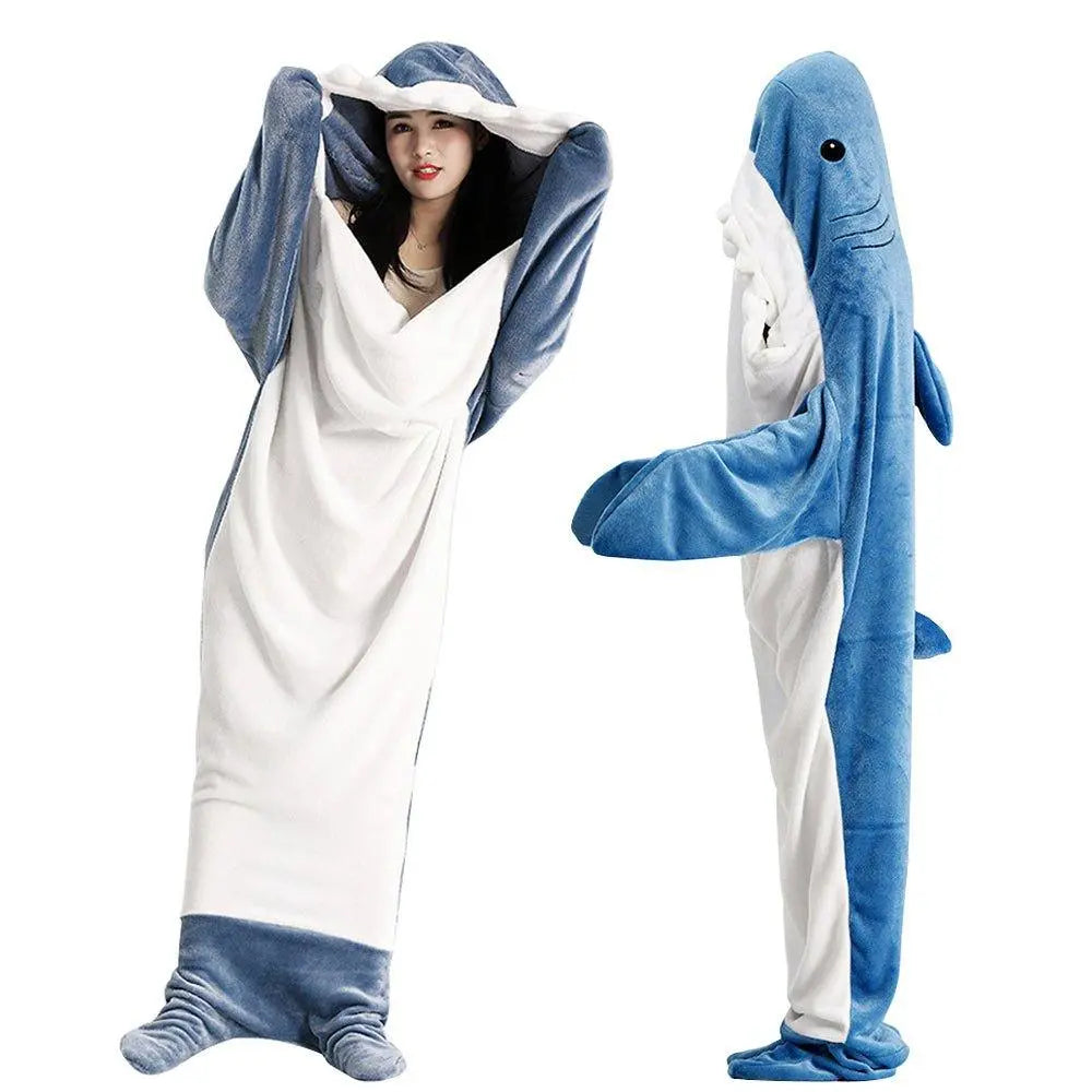 Shark Blanket Sleeping Bag Loose Onesies Pajamas Adult Super Soft Fleece Hoodie - Pajamasbuy