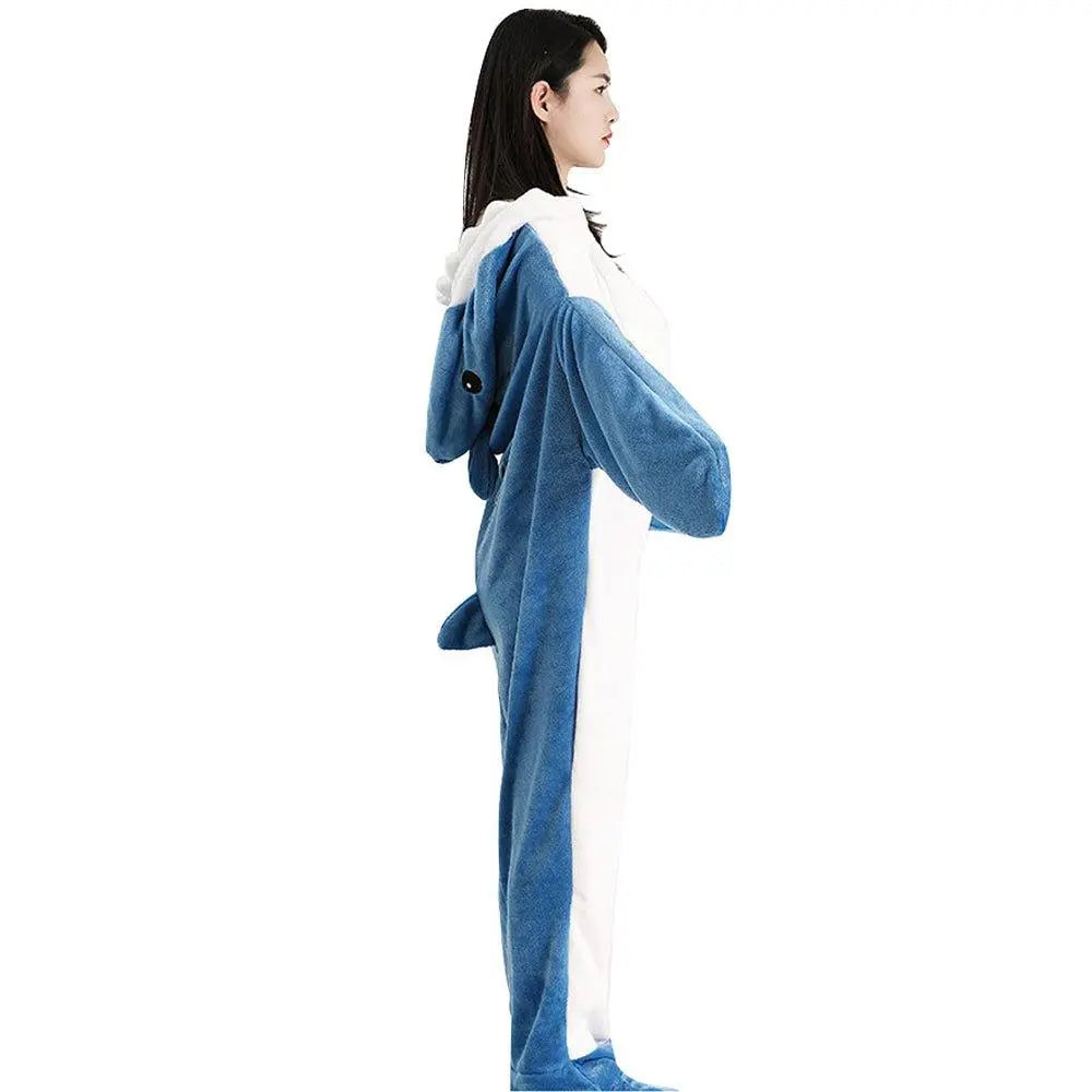 Shark Blanket Sleeping Bag Loose Onesies Pajamas Adult Super Soft Fleece Hoodie - Pajamasbuy