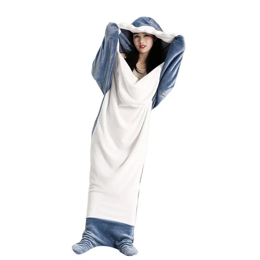 Shark Blanket Sleeping Bag Loose Onesies Pajamas Adult Super Soft Fleece Hoodie - Pajamasbuy