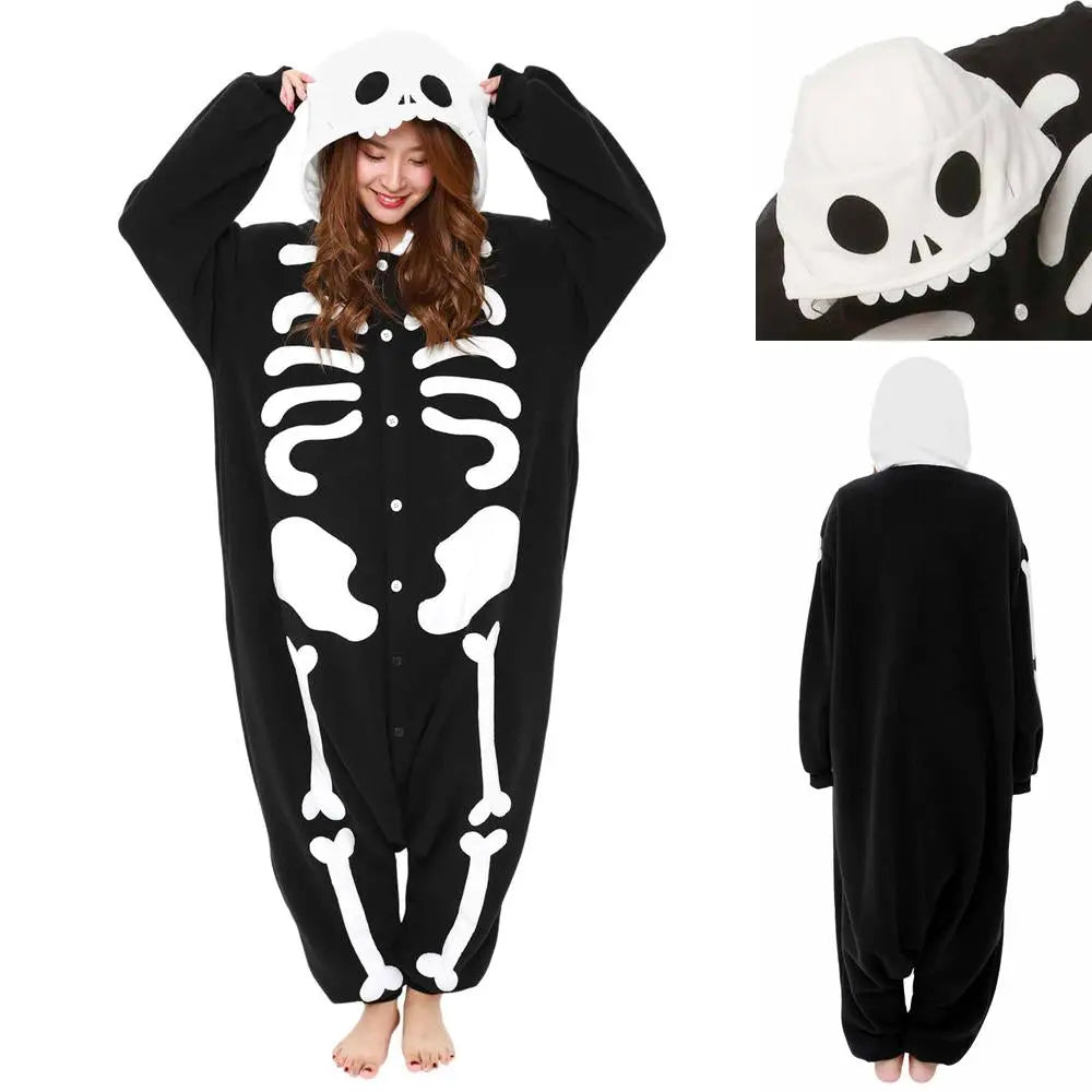 Skeleton Kigurumi onesie pajamas Costume for Adults| PajmasBuy