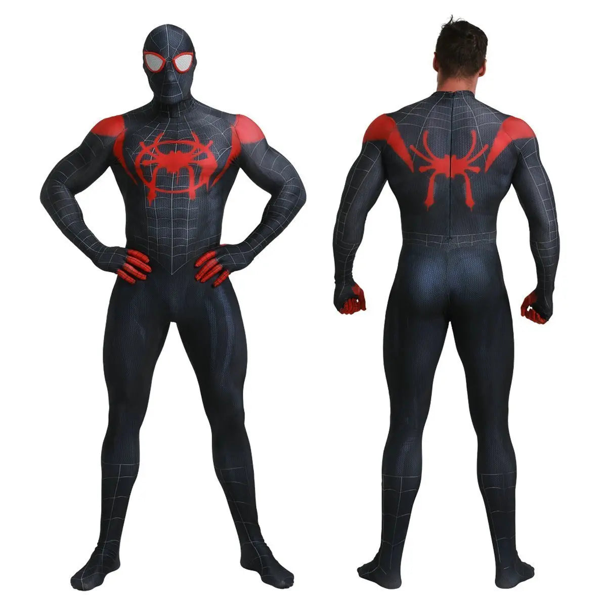 Spider - Man Into the Spider - Verse Miles Morales Costume Adults Cosplay Party Jumpsuit Halloween - Pajamasbuy