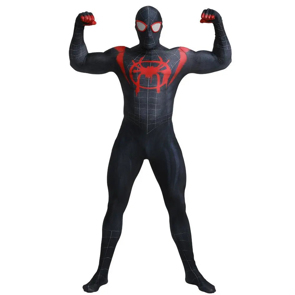 Spider - Man Into the Spider - Verse Miles Morales Costume Adults Cosplay Party Jumpsuit Halloween - Pajamasbuy