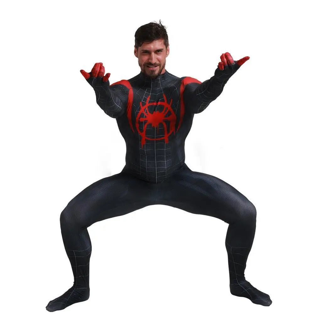 Spider - Man Into the Spider - Verse Miles Morales Costume Adults Cosplay Party Jumpsuit Halloween - Pajamasbuy