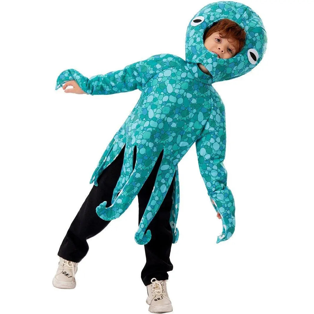 Squid Costume Blue Leggings Jumpsuit Marine Life Cosplay Halloween Christmas School Party For Kids - Pajamasbuy