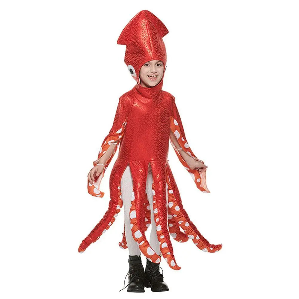 Squid Costume Red Leggings Jumpsuit Marine Life Cosplay Halloween Christmas School Party for Kids - Pajamasbuy