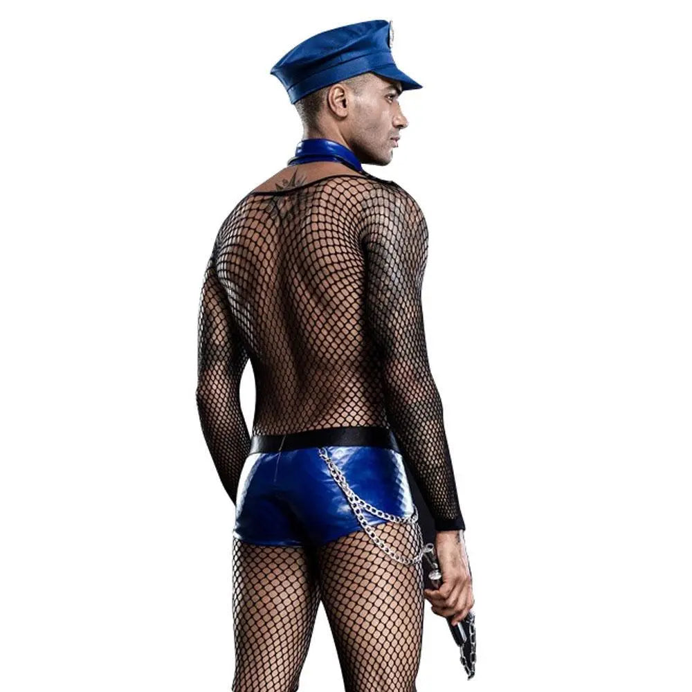 Stag Do Men Blue Police Night Club Costume - Pajamasbuy