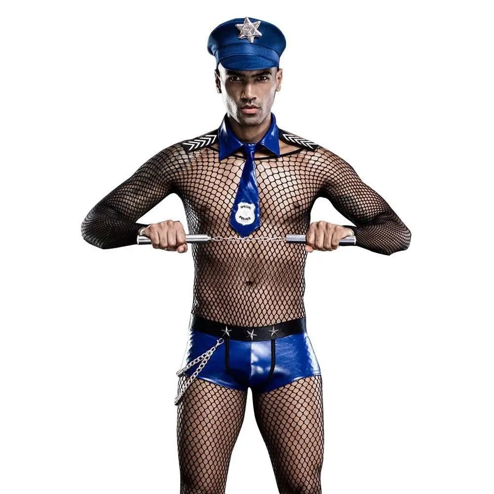 Stag Do Men Blue Police Night Club Costume - Pajamasbuy