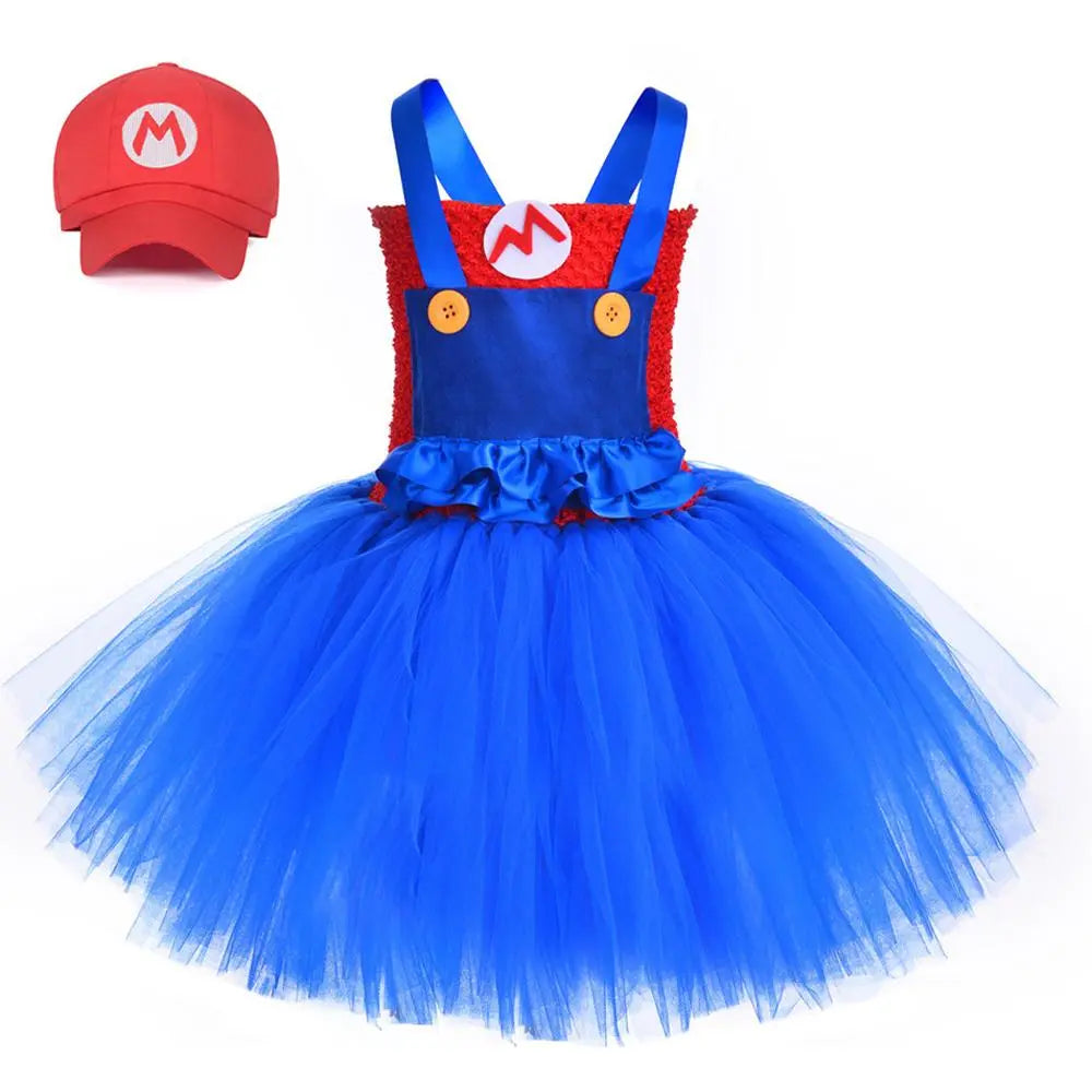 Super Mario Bros Mario Luigi Cartoon Suit Halloween Cosplay Tutu Dress - Pajamasbuy