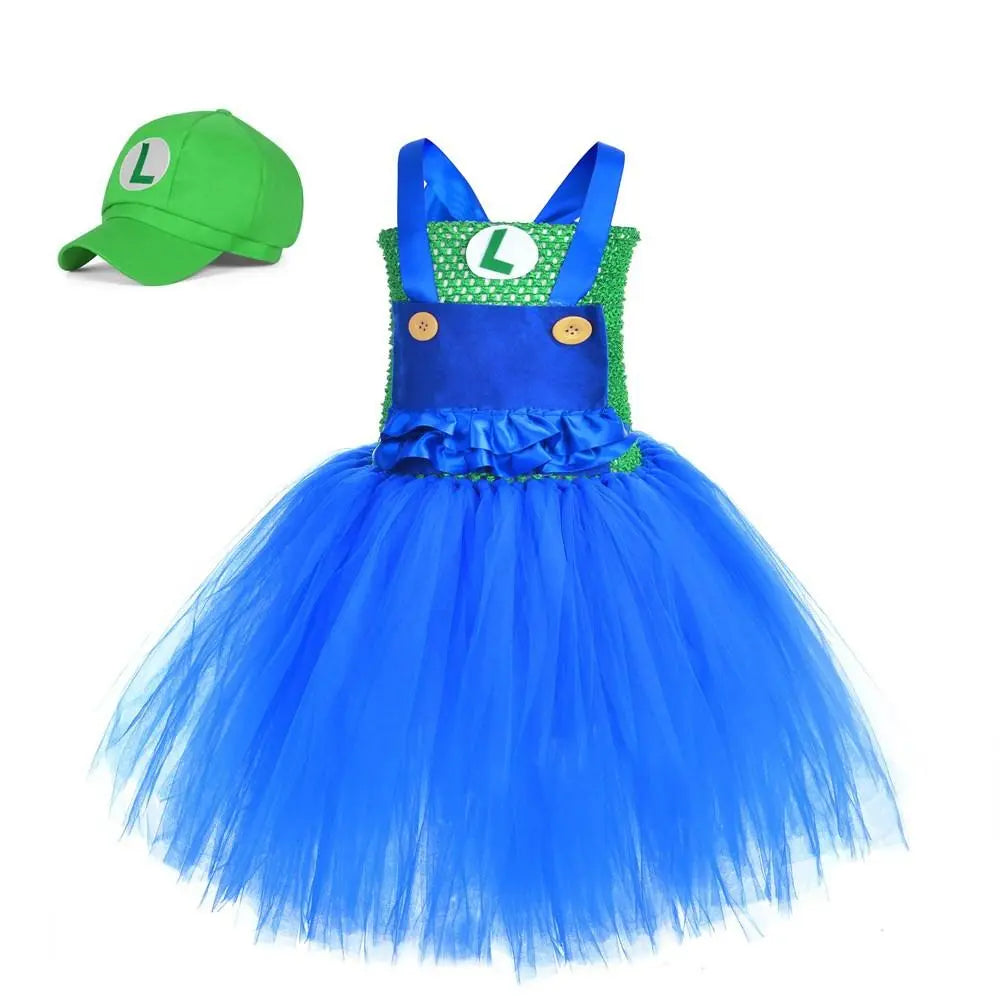 Super Mario Bros Mario Luigi Cartoon Suit Halloween Cosplay Tutu Dress - Pajamasbuy