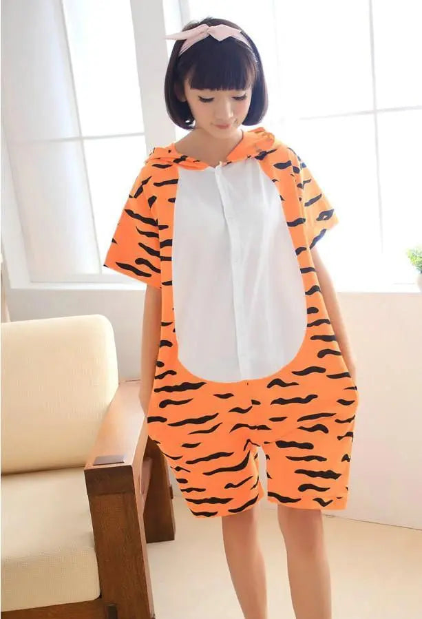 Tigger Pajamas Onesie Hoodie Kigurumi Short Sleeve Costume - Pajamasbuy