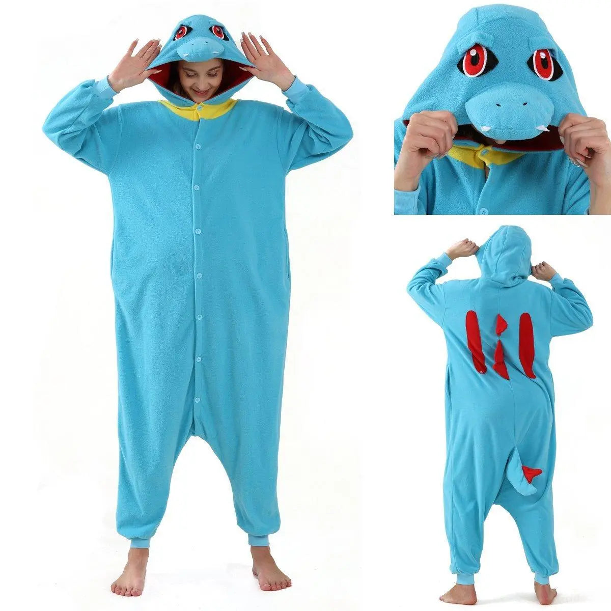 Totodile Kigurumi Onesies Anime Pokemon Pajamas Pyjamas Halloween Costume - Pajamasbuy