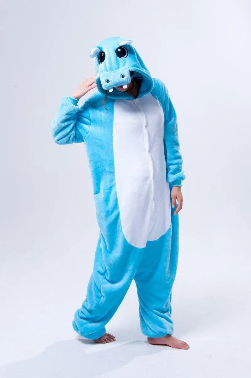 Unisex Adult Hippo Onesies Hoodie kigurumi Costume Pajamas - Pajamasbuy