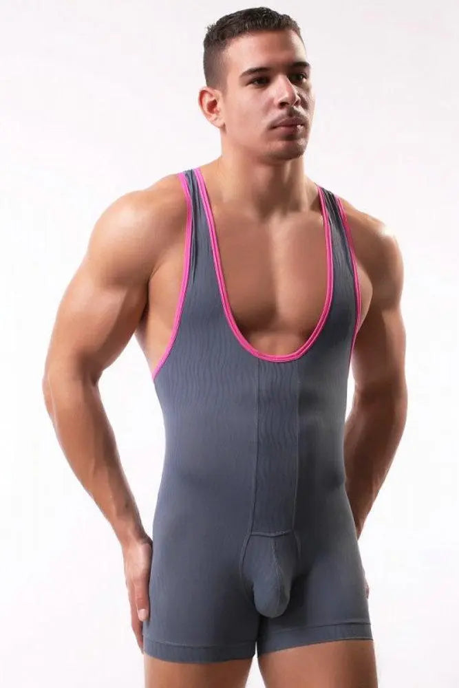 Water Pattern Printed Jumpsuit Fitness Wrestling Singlet Underwear Men - Pajamasbuy