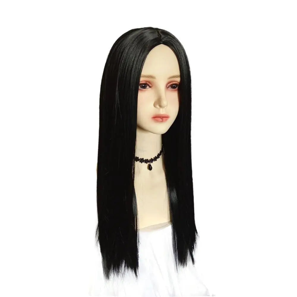 Wednesday's Mom Wig The Addams Family Cosplay Black Middle Parted Straight Wig For Adult - Pajamasbuy