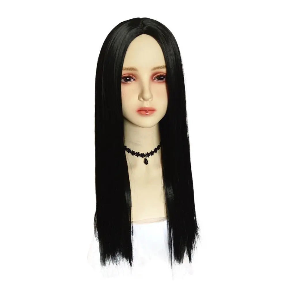 Wednesday's Mom Wig The Addams Family Cosplay Black Middle Parted Straight Wig For Adult - Pajamasbuy