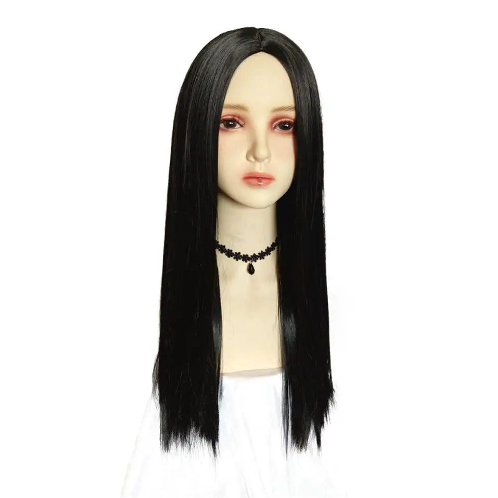 Wednesday's Mom Wig The Addams Family Cosplay Black Middle Parted Straight Wig For Adult - Pajamasbuy