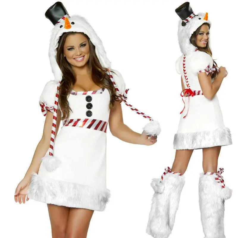 White Snowman Costume Woman Dress Halloween Christmas Party Wear - Pajamasbuy