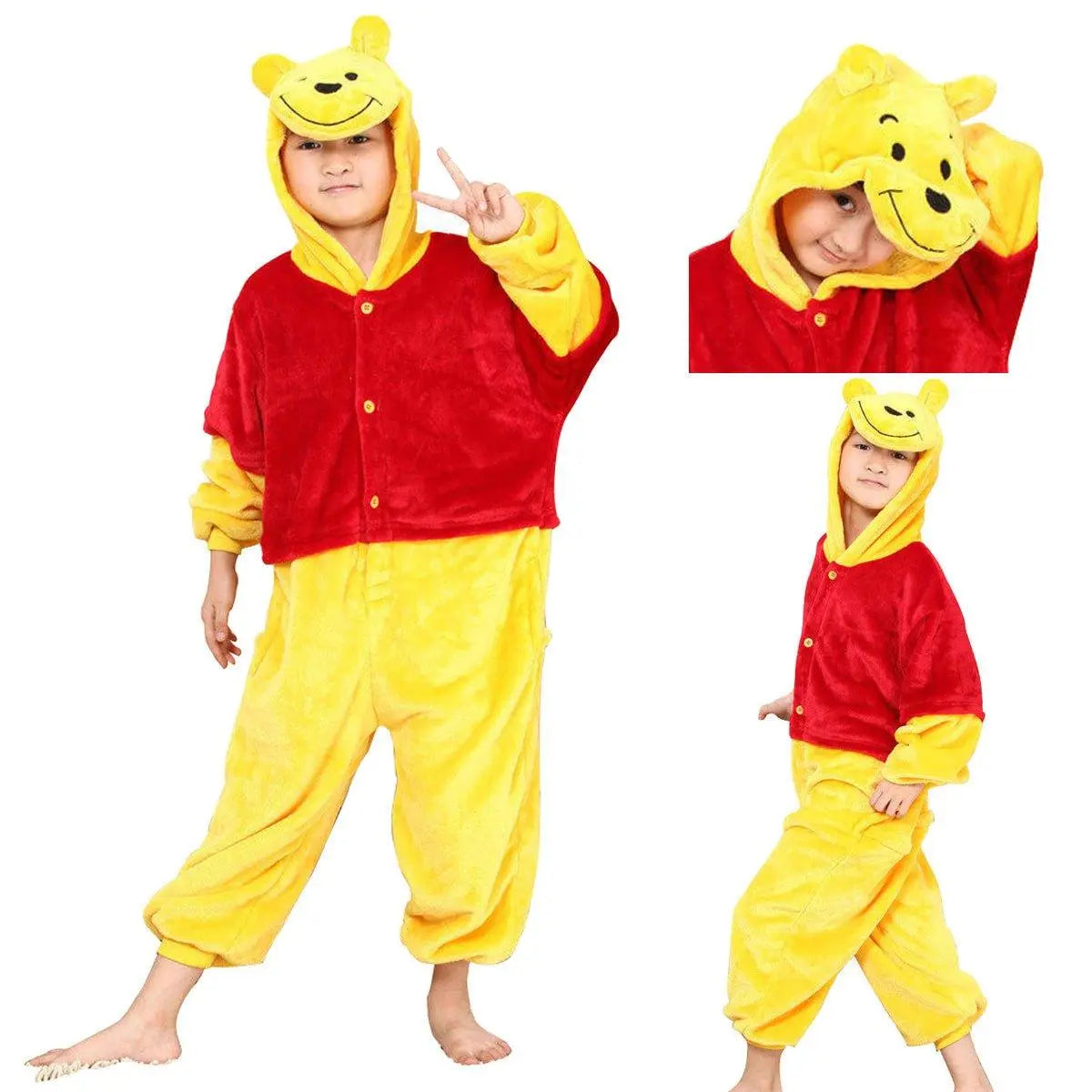 Winnie the Pooh Kids Onesies Hoodie Pajamas Kigurumi Costume - Pajamasbuy