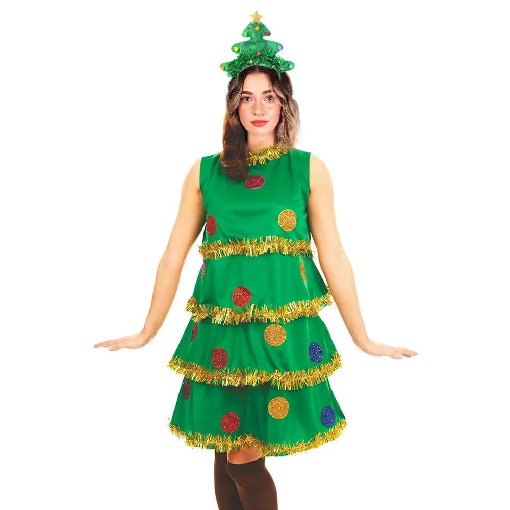 Women Christmas Tree Costume Green Elf Christmas Tree Skirt Costume Set|?PajmasBuy