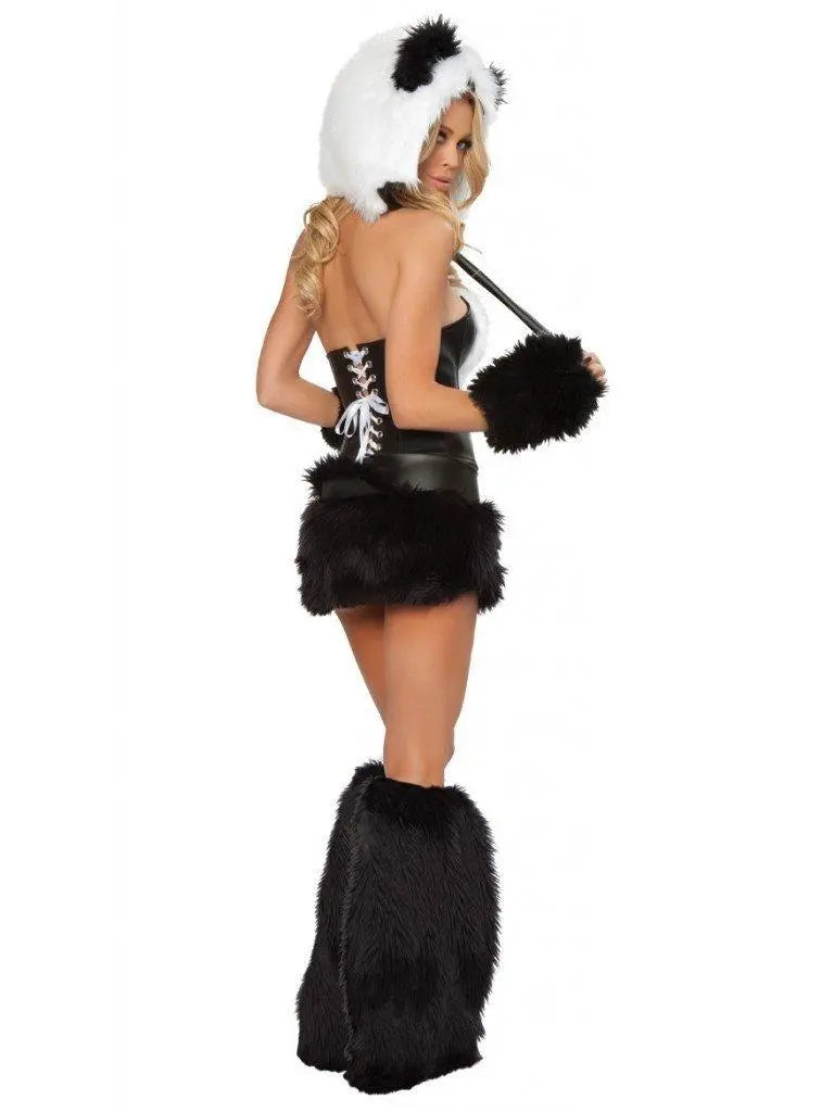 Women Lovely Animal Halloween Costume Party Fluffy Fur Panda Dress - Pajamasbuy