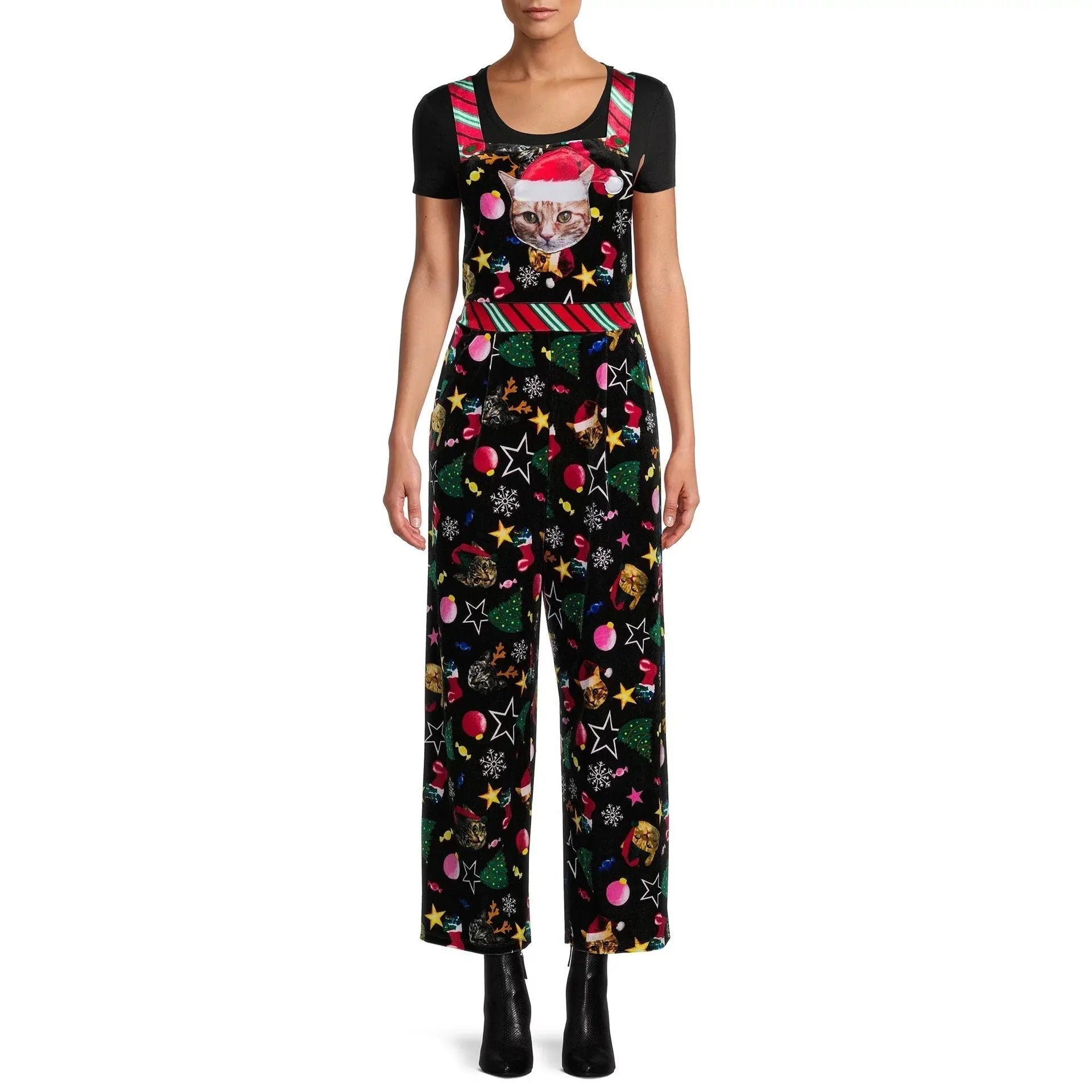 Women's Christmas Print Trousers Overalls Jumpsuit - Pajamasbuy