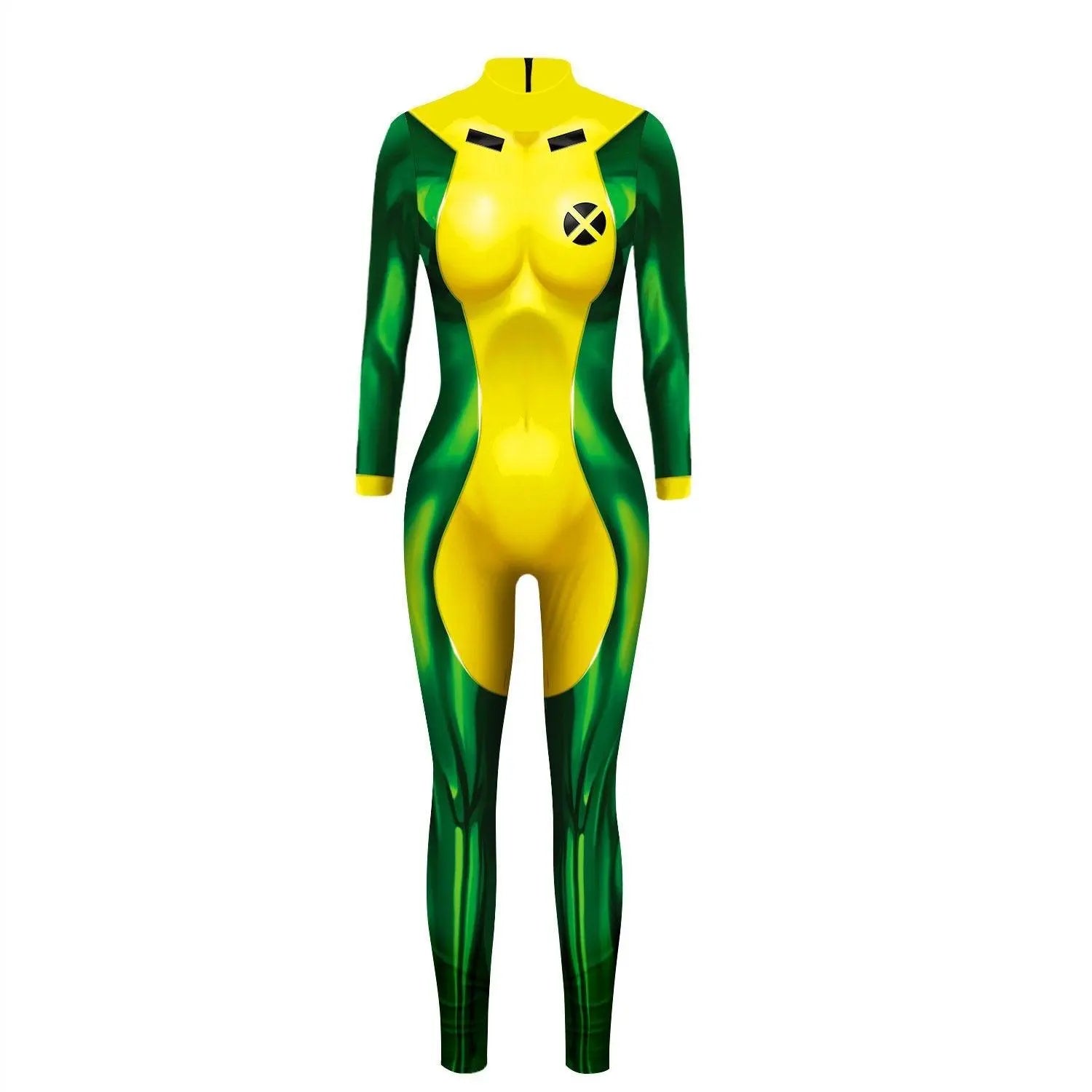 X Men Rogue Halloween Cosplay Costume Zentai Bodycon Jumpsuit - Pajamasbuy