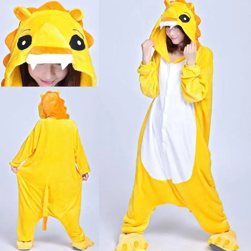 Yellow Lion Onesies Hoodie Pajamas Animal Costume Kigurumi - Pajamasbuy