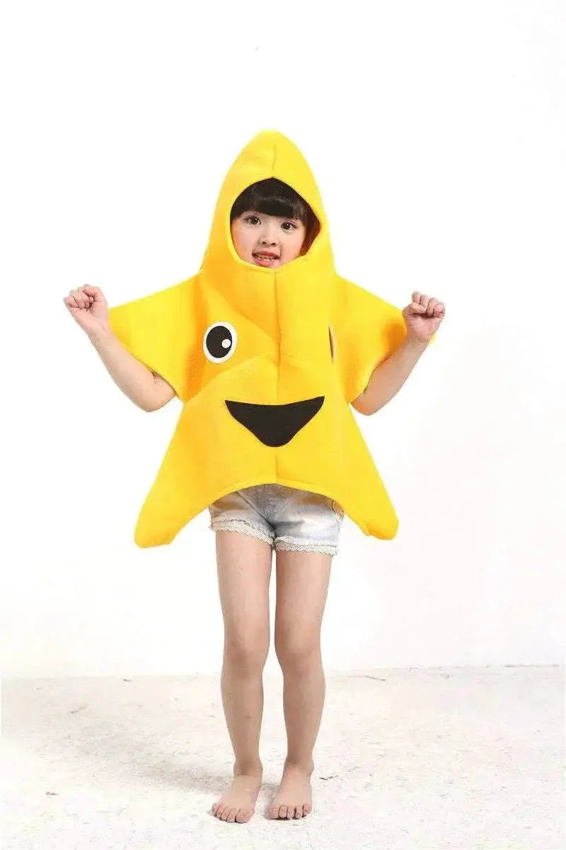 Yellow Star Smile Face Kigurumi Costume Kids Halloween Party Outfit - Pajamasbuy