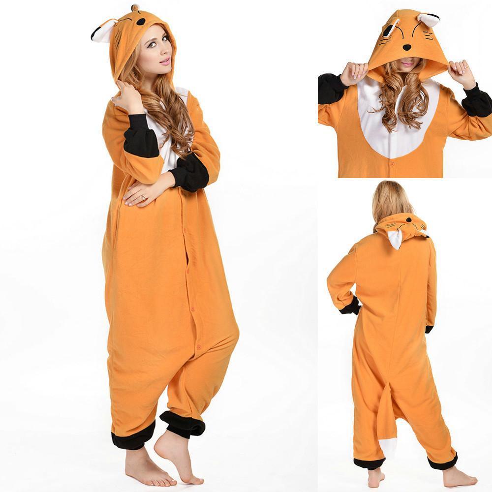 Adult Animal Orange Fox Kigurumi Onesie Pajamas Costumes - Pajamasbuy